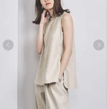 UNITED ARROWS 슬리브리스 린넨 상의 베이지