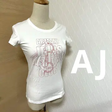 아르마니 진 프린트 티셔츠 여성용 화이트