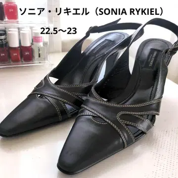 소니아 리키엘 블랙 크로스 스트랩 샌들 22.5~23