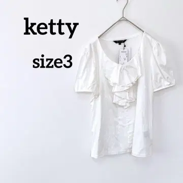 새상품 ketty [사이즈 3] 프릴 화이트 상의 퍼프 슬리브 일본제