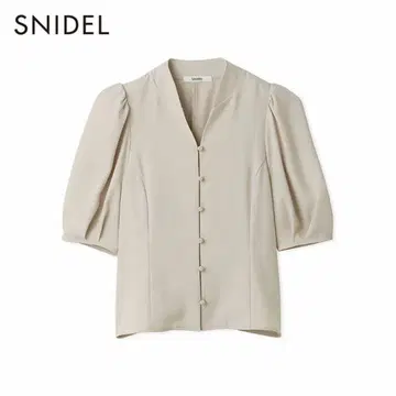 SNIDEL 베이지 퍼프 슬리브 셔츠