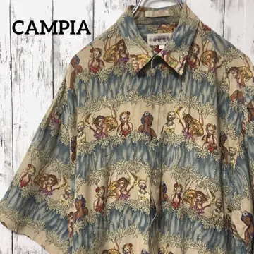 C2263 CAMPIA 알로하 셔츠 남국 플라걸 반팔 셔츠 레이온