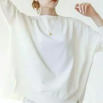 IENA 코튼 스트레치 NEO 와이드 긴팔 풀오버 화이트 이에나 새상품급