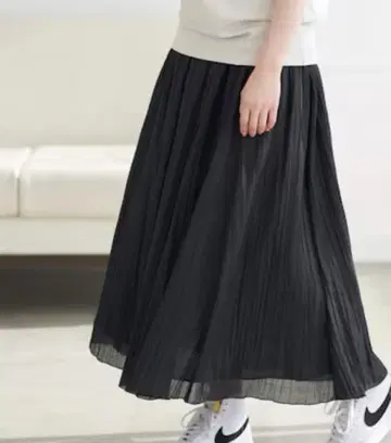 Spick & Span 와셔 크로스 시어 스커트 블랙 사이즈 36