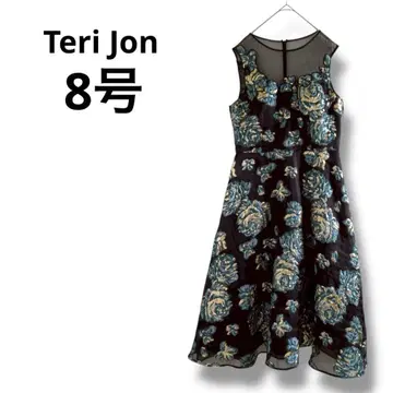Teri Jon 슬리브리스 드레스 8호 드레스 원피스 꽃무늬 블루 파랑