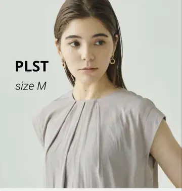 PLST 플라스테 새틴 턱 블라우스 M 모카 베이지