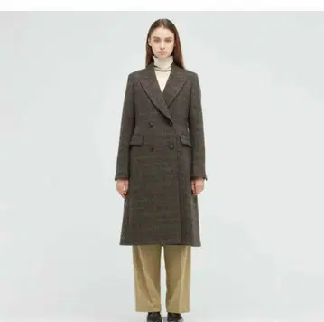 UNIQLO INES DE LA FRESSANGE 체크 무늬 코트 XL