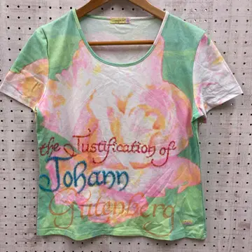 레트로 페미닌 Y2K 구제 의류 LOUISE FD 스팽글 비즈 자수 T