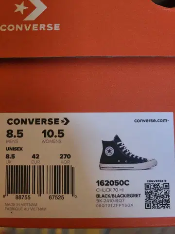 CHUCK 70 HI BLACK/EGRET 27.0 converse us