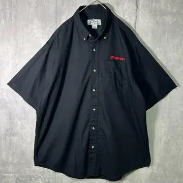 레어 snap-on 자수 로고 셔츠 tri mountain 블랙 XL