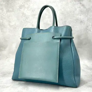 DELVAUX 델보 핸드백 가죽 천연 가죽 자립 블루 계열 DEUX