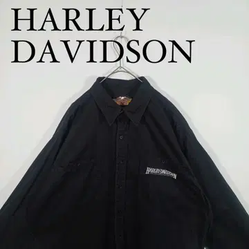HARLEY DAVIDSON 블랙 긴팔 워크 셔츠 블랙 XL 자수 로고