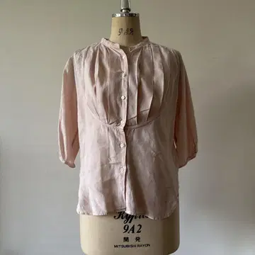 Margaret Howell 연한 핑크 5부 소매 셔츠