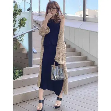 [ RESEXXY ] 레이스 롱 가디건 베이지