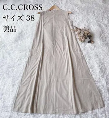 C.C.CROSS 슬리브리스 맥시 원피스 베이지 코튼 100