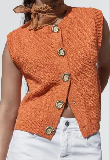 ZARA 슬리브리스 니트 오렌지
