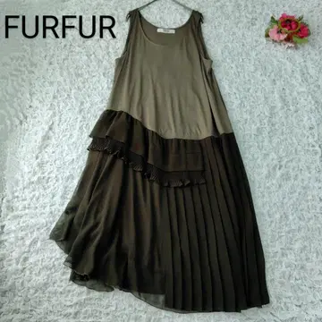 FURFUR 슬리브리스 원피스 비대칭 카키 프릴 플리츠