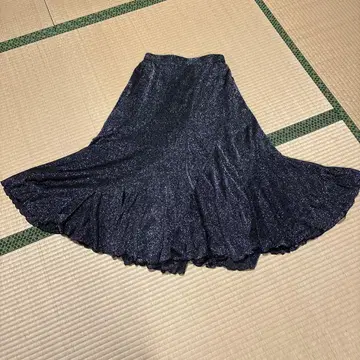 플레어 스커트 2L 블랙 컬러 글리터