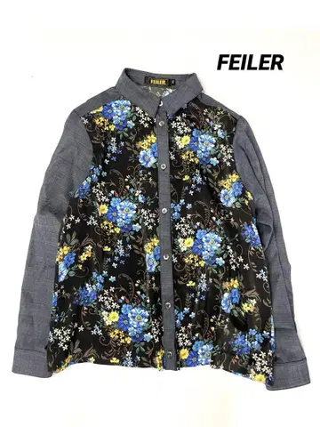 FEILER 페일러 꽃무늬 절개 여성용 긴팔 셔츠 블라우스