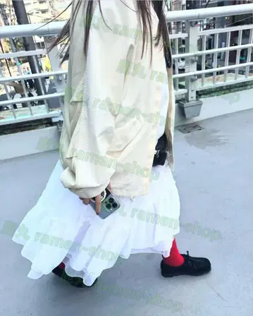 nieeh 티어드 화이트 롱 스커트