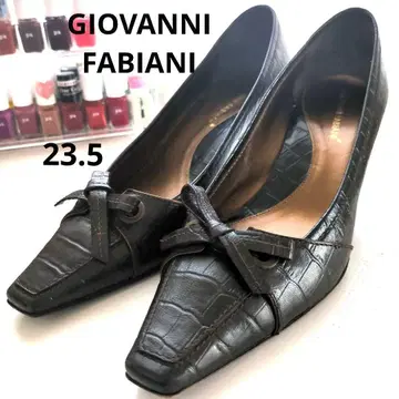 GIOVANNI FABIANI 블랙 가죽 포인티드 토 펌프스 23.5