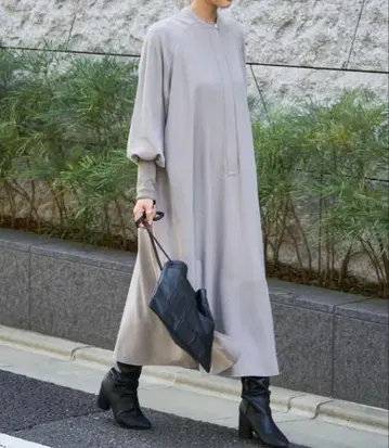 새상품급 오드리앤존와드 리브 래글런 슬리브 롱 원피스