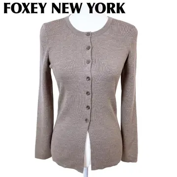 [새상품급] FOXEY NEW YORK 니트 가디건 38 그레이 브라운