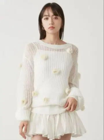 snidel 스나이델 플라워 모티브 니트 풀오버