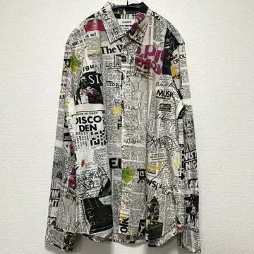Desigual. 데시구알 올 패턴 셔츠 뉴스 페이퍼 패턴