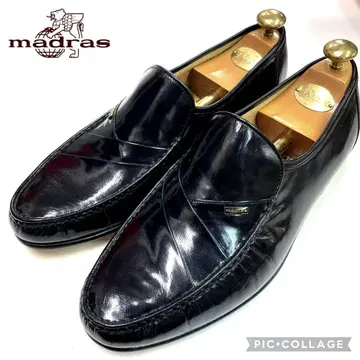 미사용 새상품 madras 블랙 가죽 슬립온 비즈니스 슈즈 26cm