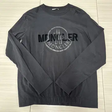 MONCLER 로고 프린트 블랙 긴팔 티셔츠 S