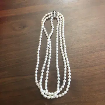 화이트 펄 3단 목걸이