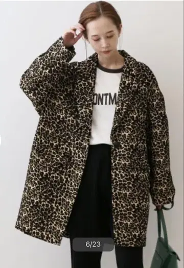 SLOBE IENA 레오파드 자카드 코쿤 코트