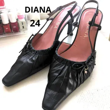 DIANA 블랙 가죽 슬링백 펌프스 24