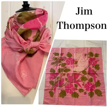 새상품급 JimThompson 핑크 새 스카프 정사각형 대형
