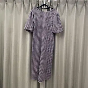 블랙 앤 화이트 깅엄 체크 롱 원피스