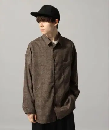 HARE BIG 글렌체크 셔츠 브라운