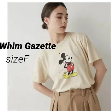윔 가제트 Whim Gazette 미키 티셔츠 반팔 베이지