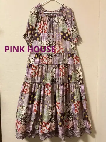 레어 PINK HOUSE 한정판 패치워크 패턴 원피스