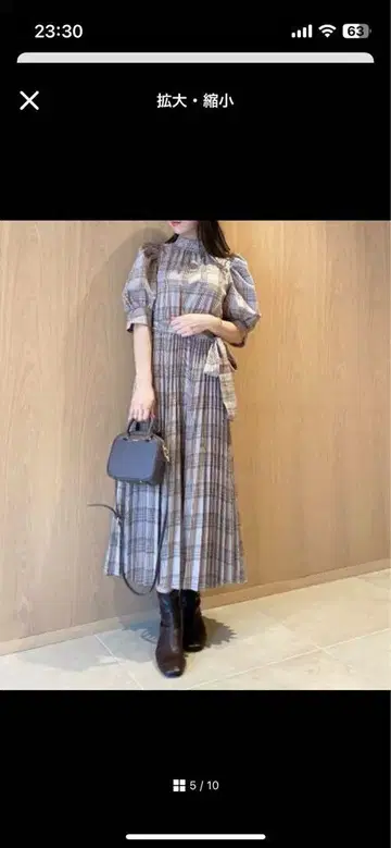 SNIDEL 스나이델 지속가능 리본 셔츠 원피스 체크 F