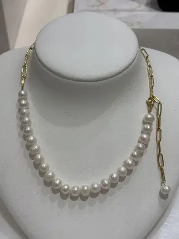 nun 핸드메이드 accessory 담수 펄 써지컬 스테인리스 목걸이