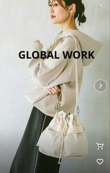 새상품급 GLOBAL WORK 발수 경량 2way 숄더백 아이보리