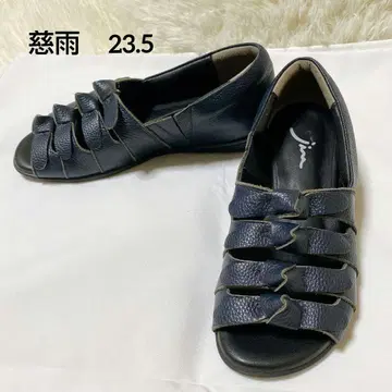 자주 지우 가죽 샌들 리본 디자인 네이비 23.5cm 다크 네이비
