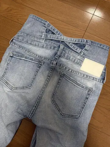 GYDA 하이웨스트 허리 크로스 스키니 데님 팬츠