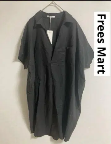 새상품 Frees Mart 린넨 혼방 셔츠 튜닉 프리 스키퍼 블랙