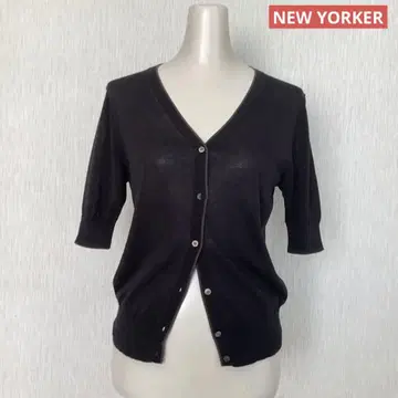 NEW YORKER 뉴요커 반팔 V넥 가디건 블랙 새상품급