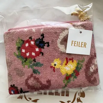 FEILER 친자와 레이스 새상품 페이즐리 티슈 파우치 핑크
