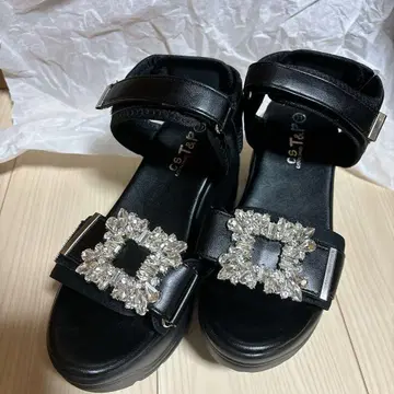 ESPERANZA csT&P 통굽 비쥬 버클 샌들 블랙