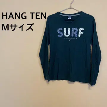 HANG TEN 남성용 긴팔 롱T 그린 로고 SURF