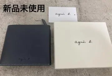 미사용 새상품 아녜스베이 반지갑 그레이 블루 카우 레더 agnes b